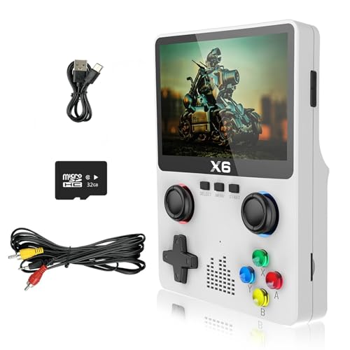 BattAkuus Retro handheld game console support 10+ emulators, portable retro game console 3.5 inch screen with 32G card 10000+ classic games support TV output(white)