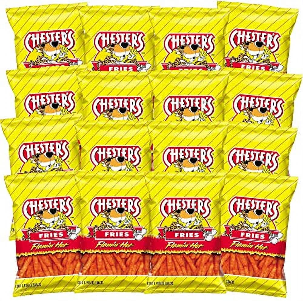 Flamin' Fries - of 16 Gluten Free Healthy Chips & Crisps- Bulk Snacks & Individual Chips - Chips for Adults, Teenagers, and Kids Snacks, 1.75 Ounce Bags