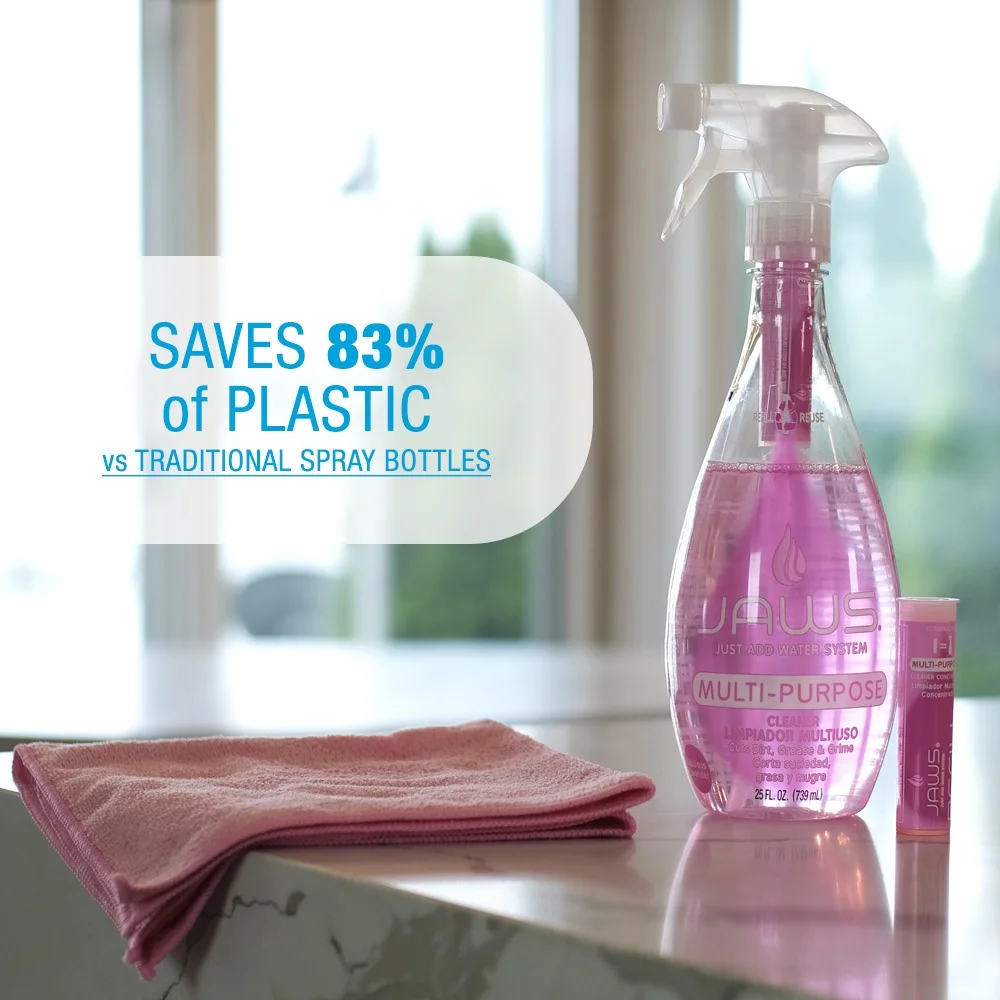 JAWS Essential Cleaning Kit. Glass & Multi-Purpose Cleaners & Towels. Refillable Cleaning Supplies.