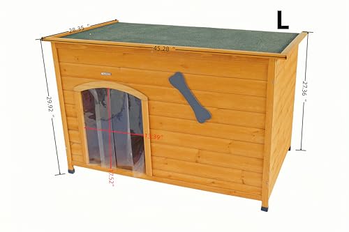 Wooden Doghouse for Small, Medium, Large Dogs, Waterproof, Outdoor/Indoor Kennel,Puppy Shelter with Elevated Floor (Natural, M)