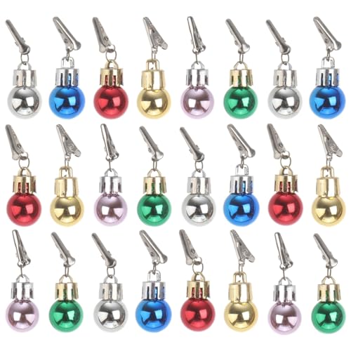 FRCOLOR 24pcs Christmas Beard Clips Santa Claus Beard Bells Clip Men Decoration Ornaments Colorful Christmas Baubles Santa Hair Ornaments (Mixed Color)