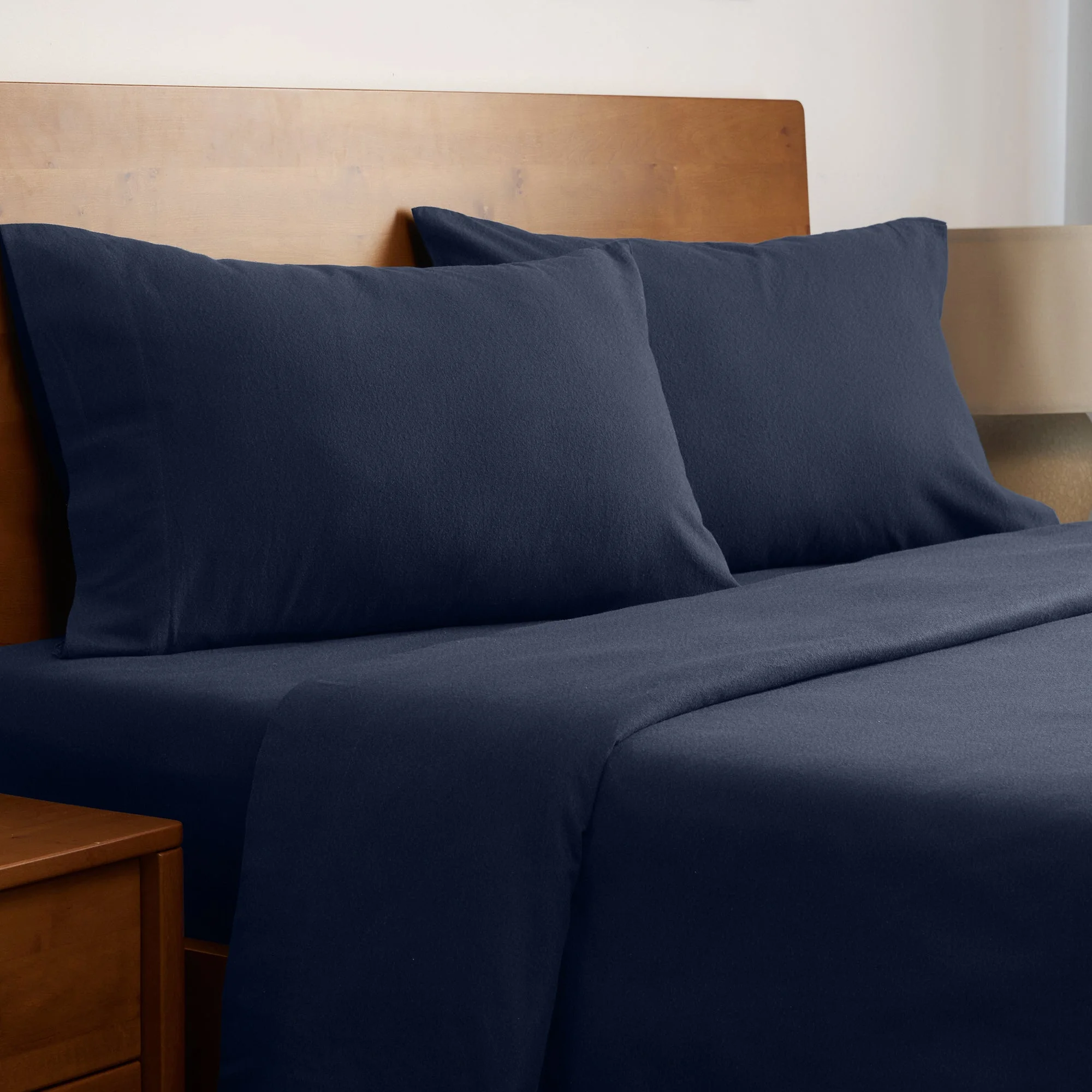 Mellanni 4 Piece Bed Sheet Set 180GSM Heavyweight Cotton Flannel Deep Pocket, Queen, Navy