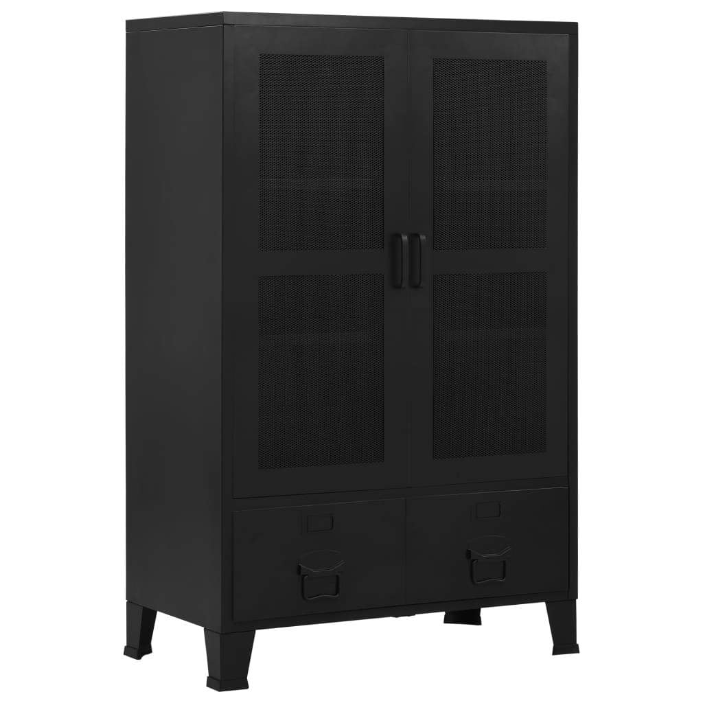 vidaXL Office Cabinet with Mesh Doors Industrial Black 29.5