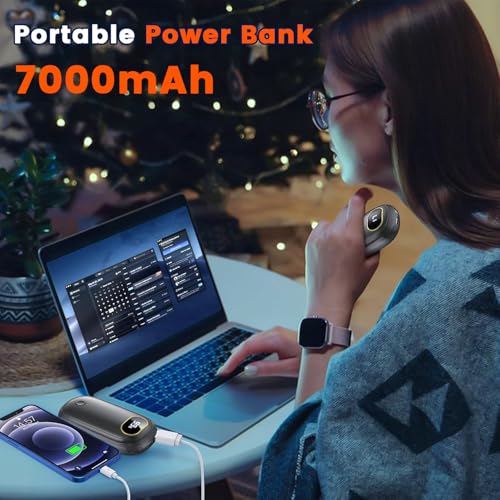 Electric Hand Warmers Rechargeable with Power Bank, LED Display, 17Hrs Warmth, Dual-Side 4 Levels Fast Heating Portable Pocket Heater for Hunting, Camping, Golf, Outdoor, Gifts for Women/Men