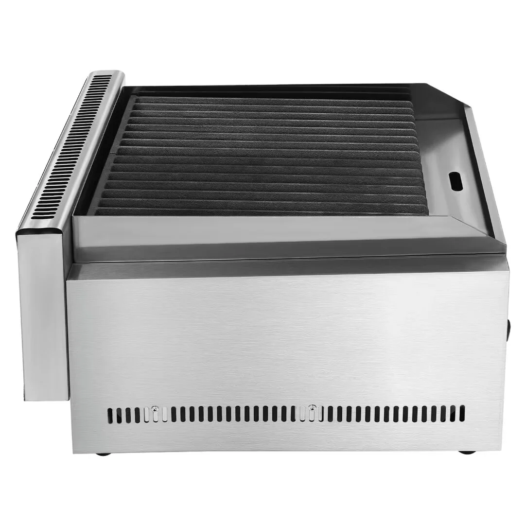 Oukaning Commercial Restaurant Radiant Broiler Char Grill Countertop Gas Grill 2 Burners Stainless Steel