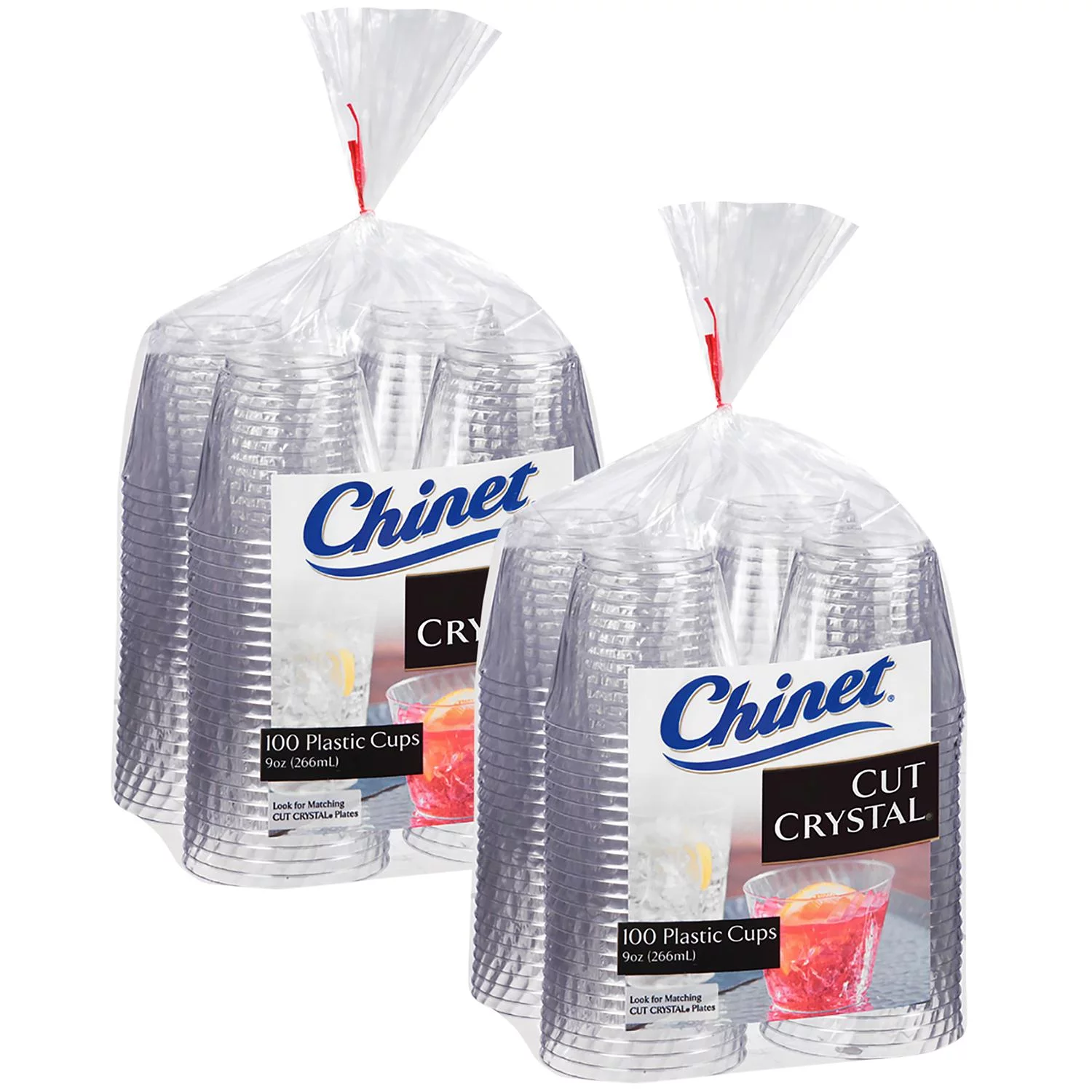 2 Pack | Chinet 9 oz Clear Crystal Cups, 100 Count
