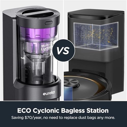 Eureka Robot Vacuum with Bagless Self Emptying Station, 2 in 1 Robotic Vacuum and Mop Combo, 60-Day Capacity, 4000Pa Suction, Auto Lifting Mop, LiDAR Navigation,NER E10s