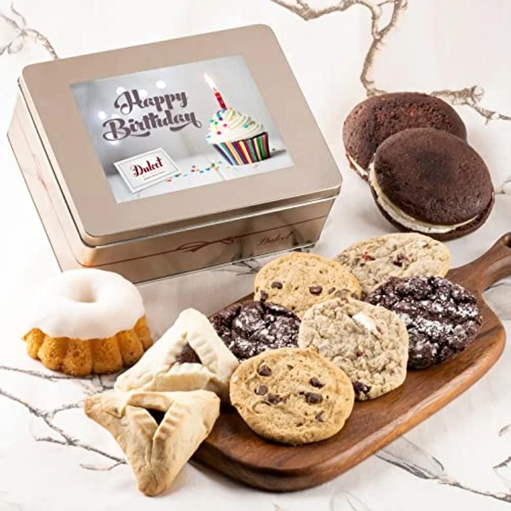 Happy Birthday Tasteful Treats Tin Gift Basket Filled With Gourmet Bakery Goods Ideal Gift Idea For, Wife, Girlfriend, Mom, Daughter, Dad, Son, Or Coworker With Prime Delivery
