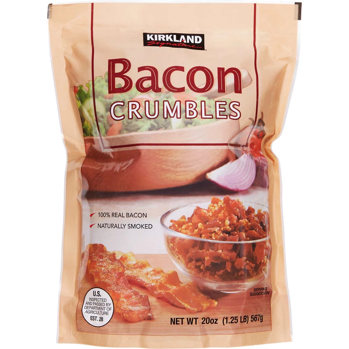 KS Crumbled Naturally Smoked Bacon Bits, 20 oz Resealable Pouch