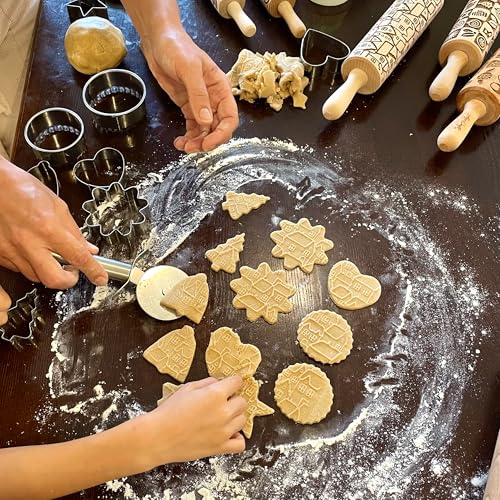 CHRISTMAS GIFTS EMBOSSING ROLLING PIN laser engraved with Christmas symbols CHRISTMAS GINGERBREAD COOKIES