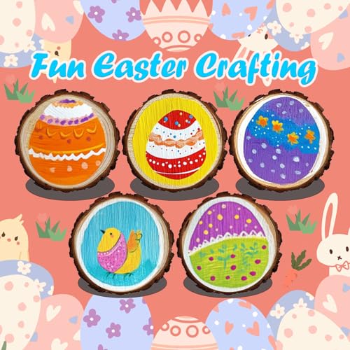 Wood Slices Kit, Shuttle Art 35 PCS Unfinished Natural Wood Slices with Pre-Drilled Hole, Acrylic Paint, Permanent Markers, Jute Twine, DIY Craft for Kids Adults Holiday Decoration Christmas Ornaments