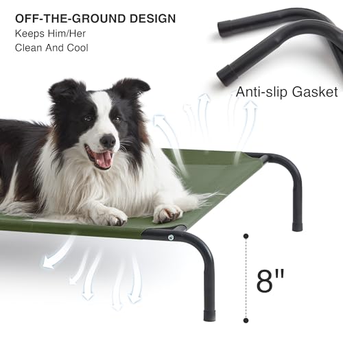 Love's cabin Elevated Cooling Dog Bed for Large Dogs, Portable Indoor & Outdoor Raised Pet Dog Cat Cot, Durable Summer Frame with Breathable Mesh, Grey, 48 inches