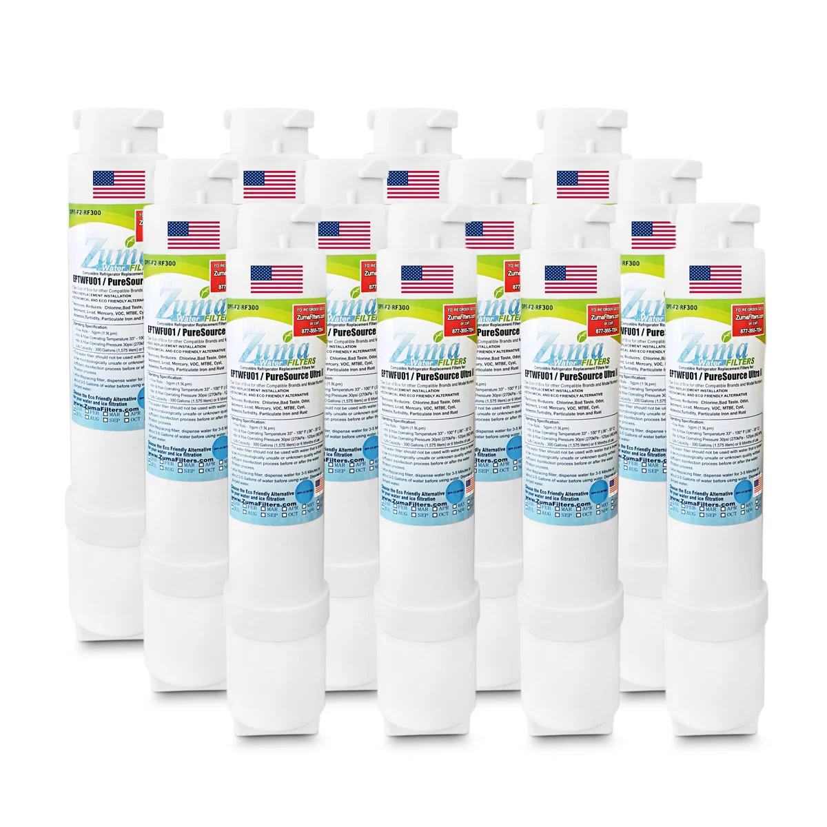 ZUMA Brand , Water and Ice Filter , Compatible with Frigidaire® / ELECTROLUX® EPTWFU01 - 12 Pack - Made in U.S.A.