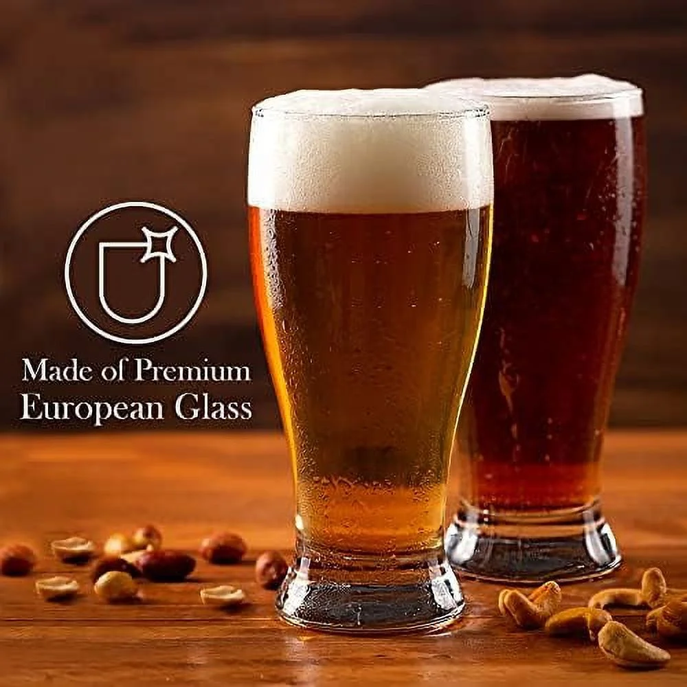 Tall Clear Drinking Glass, Classic Lager Stout Pilsner Glass Set, All Purpose s, 19 ¼ Oz (Set Of 4)