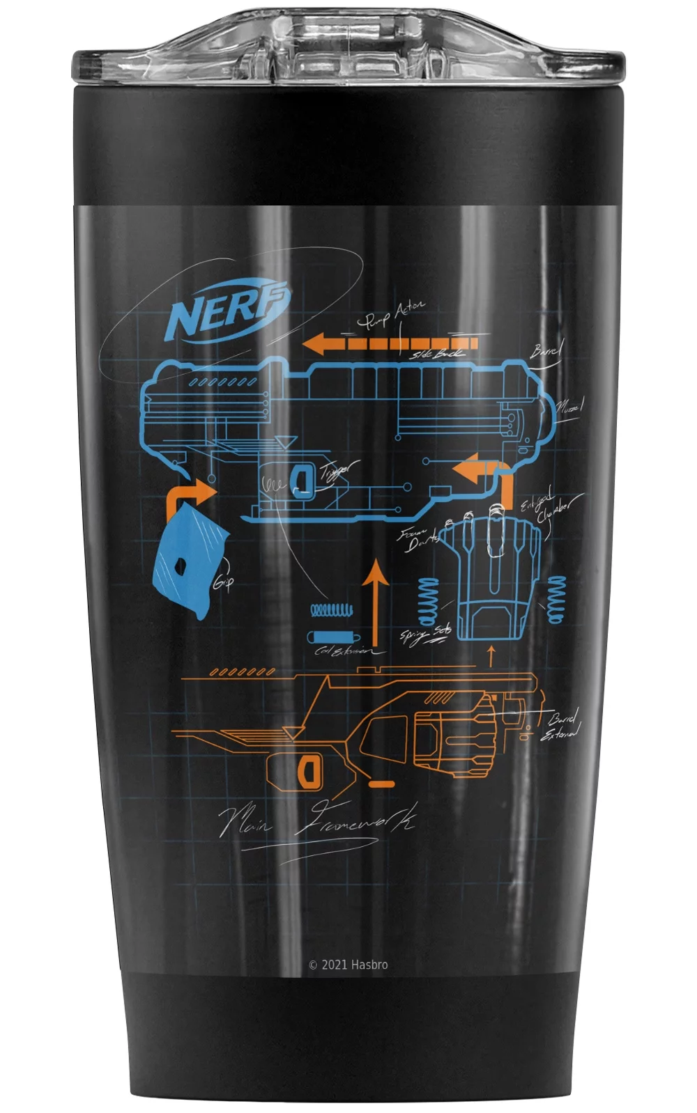 Nerf/Deconstructed Nerf Gun Stainless Steel Tumbler 20 oz Coffee Travel Mug/Cup, Vacuum Insulated & Double Wall with Leakproof Sliding Lid | Great for Hot Drinks and Cold Beverages