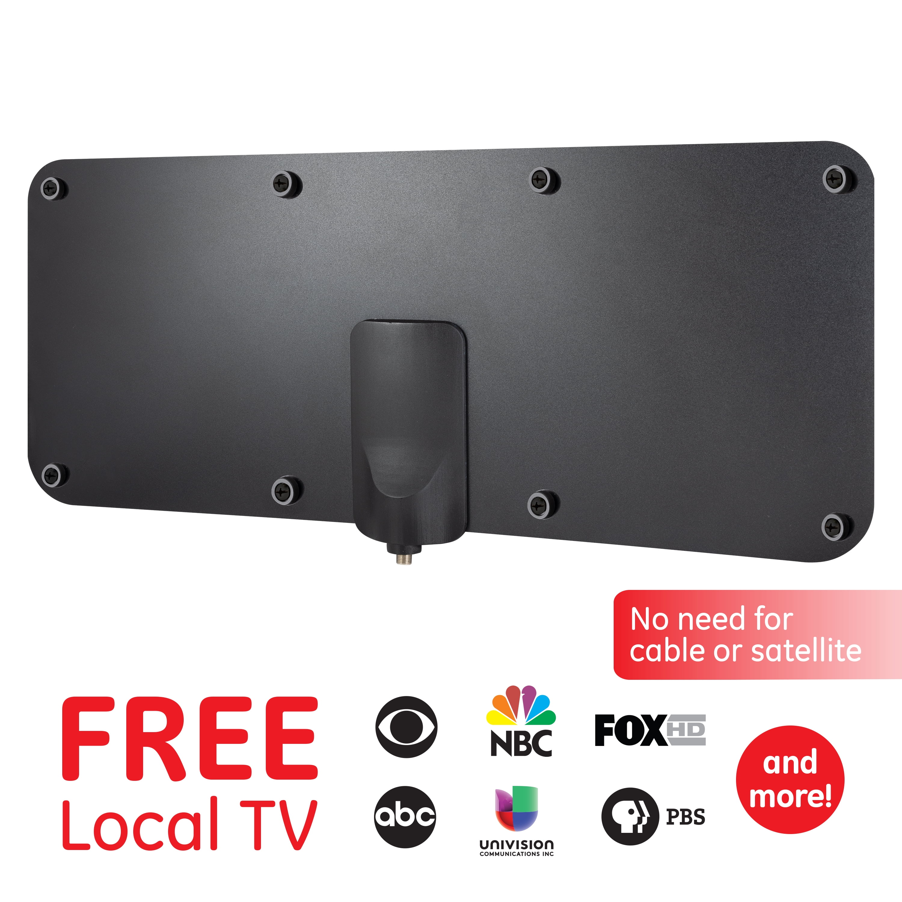 GE Ultra Edge Outdoor HDTV Antenna, 60-mile Range, VHF UHF 1080P 4K, Black, 54083