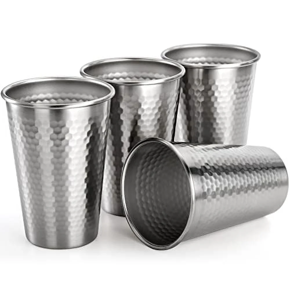 4 Pack Stainless Steel Pint Cups 17 OZ Unbreakable Water Tumbler Metal Cups