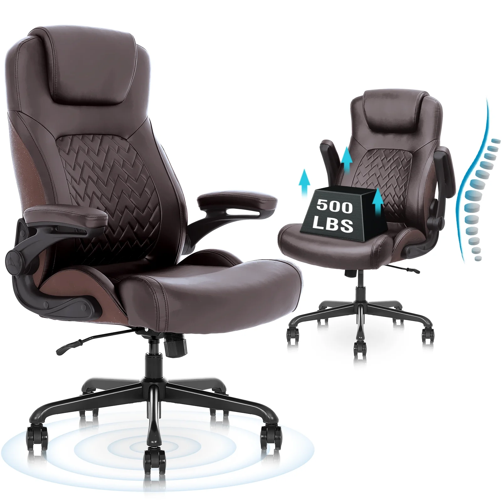 Executive Ergonomic Office Chair - Big and Tall Office Chair for Heavy People,Brown