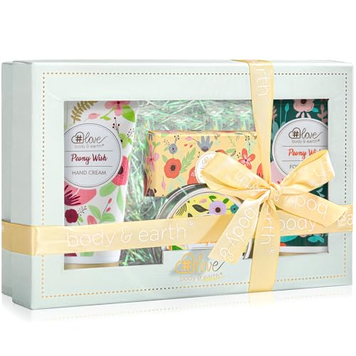 Hand Lotion Sets for Womens Christmas Gift, Peony Wish Body Cream Gifts Set, Include Hand Cream, Foot Cream, Soap, Scented Candle, Women Body Care for All Skin Types Skin Care Gift Set