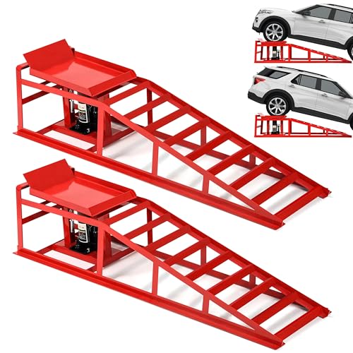 2PCS 5T 11060lbs Hydraulic Car Ramps, Heavy Duty Hydraulic Vehicle Ramps Lift Ramp, Portable Car Ramps for Oil Changes, Car Lifts for Home Garage, Vehicle Auto Garage Repair