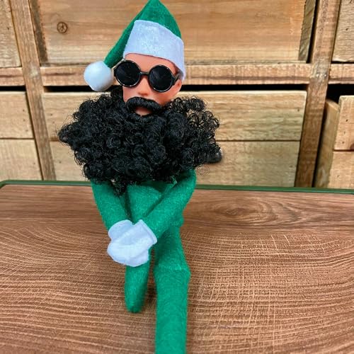 2025 Upgrade-Christmas Elf Doll Plush Toy,12.6”Long Curly Bearded Christmas Hip Hop Elf Doll with Round Glasses, Handmade Christmas Elf Toys for Home Garden Holiday Decor (Green 1pc)