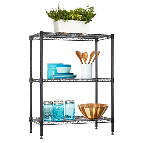 4 Tier Shelving Unit NSF Wire Shelf Metal Large Storage Shelves Heavy Duty Height Adjustable Commercial Grade Steel Utility Layer Shelf Rack Organizer 1000 LBS Capacity -14x36x54,Black