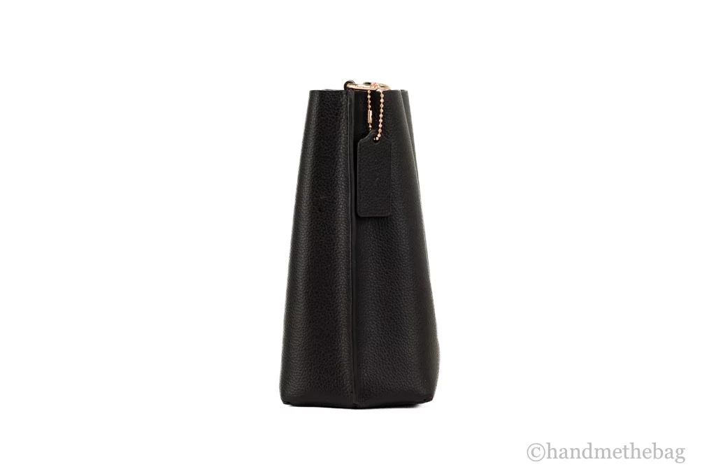 Coach (CA177) Mollie 22 Small Black Doublefaced Leather Bucket Crossbody Handbag