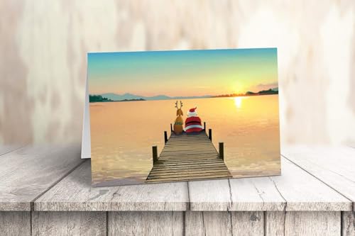 Stonehouse Collection | Dock Sunset Christmas Card | 18 Boxed Holiday Cards and Envelopes | USA Made | Boating, Beach, Nautical