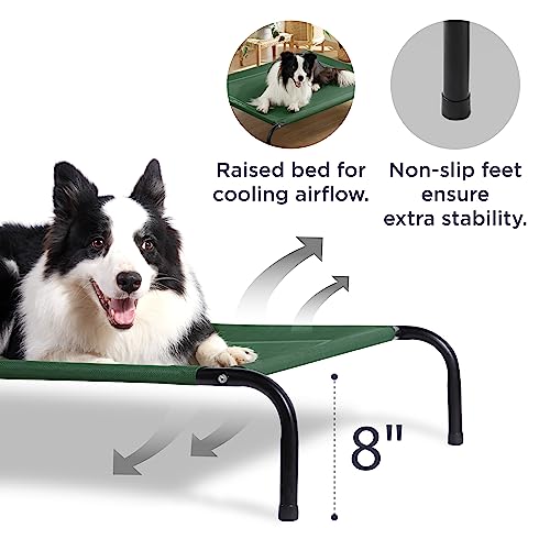 Bedsure Outdoor Elevated Dog Bed Large Sized Dog, Portable Indoor & Outdoor Cooling Raised Cot Pet Hammock Bed with Skid-Resistant Feet, Frame with Breathable Mesh, Grey, 49 inches