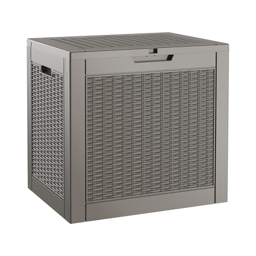 KAMABOKO Outdoor Storage Box, 150 Gallon Large Outdoor Resin Deck Box, Storage Waterproof Boxes Lockable Lid for Garden Tools, Pool Supplies, Patio Furniture and Cushions, Black