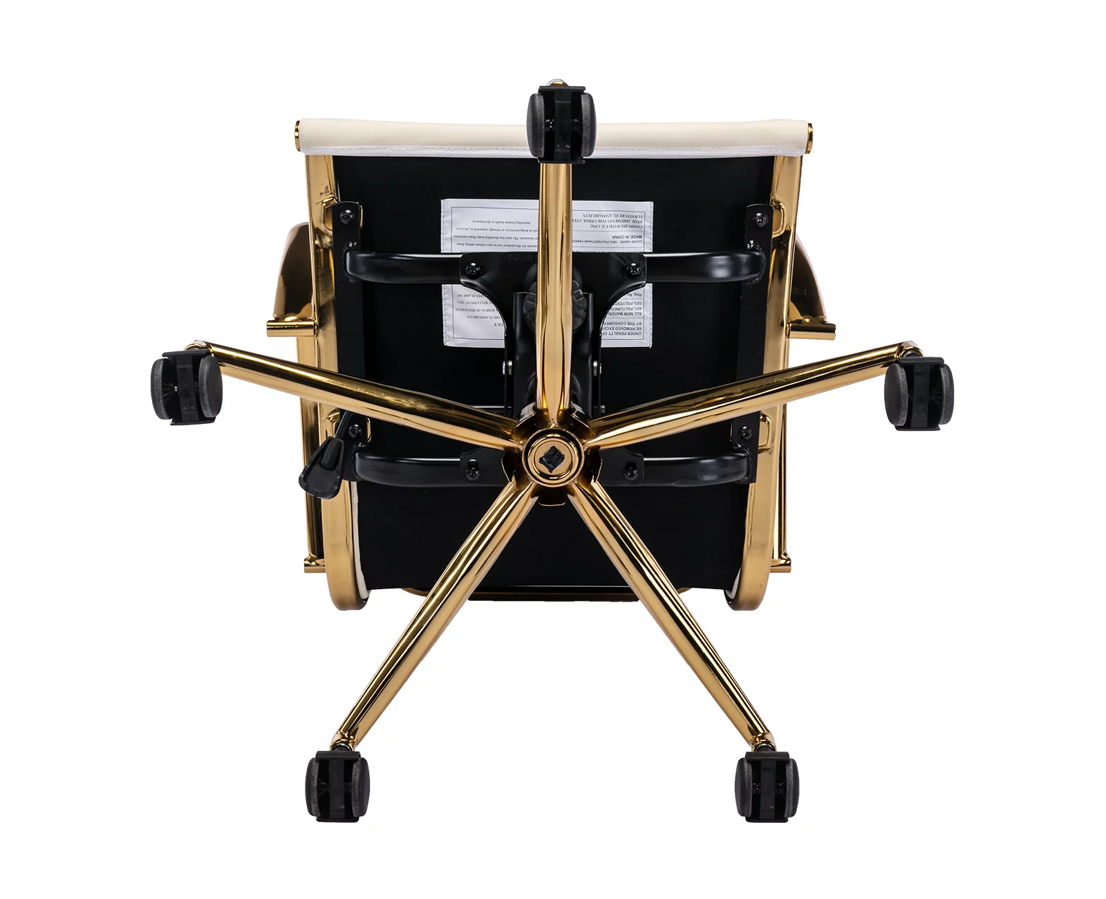 Guyou Faux Leather Swivel Office Chair, Modern Wide Seat Adjustable Height Computer Desk Chair with Backrest and Wheels, Ergonomic Task Chair Conference Chair with Armrests and Gold Metal Base, Beige