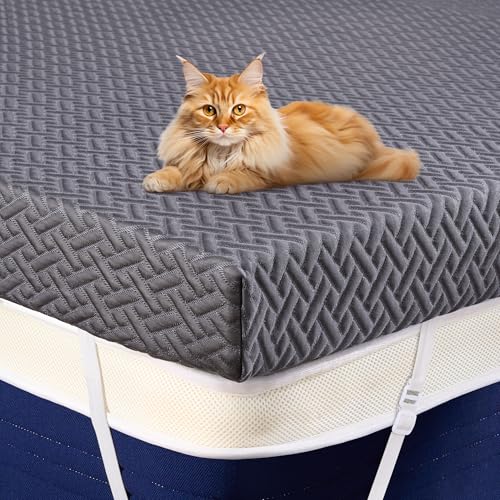 Memory Foam Mattress Topper Queen Size, 3 Inch Gel Infused Cooling Mattress Pad with Breathable Bamboo Cover, Pressure Relief & Machine Washable Bed Topper 60