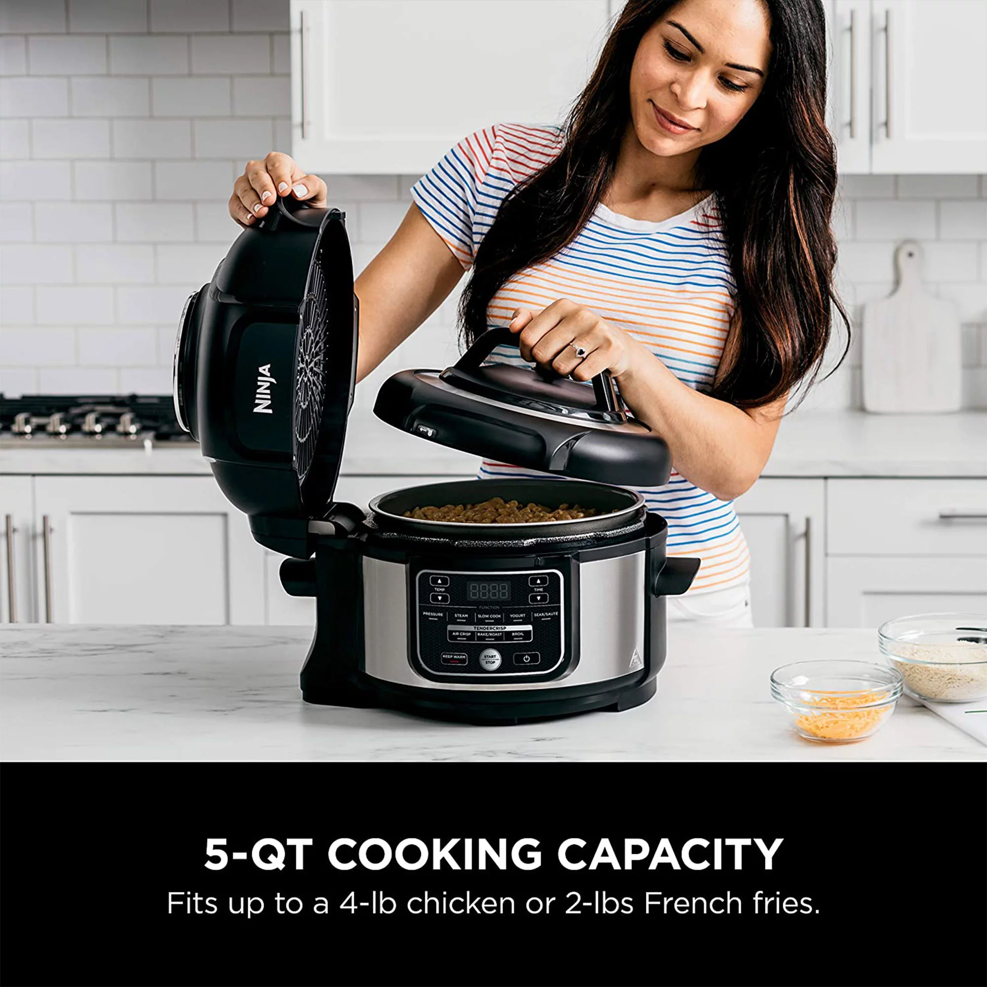 Ninja Foodi 9 in 1 Pressure Cooker and Air Fryer with Nesting Rack, Silver