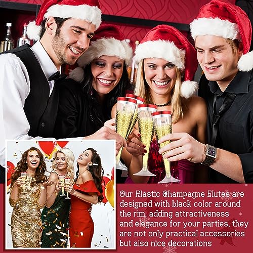 Zubebe 100 Pcs Plastic Champagne Flutes 4.5oz Classic Champagne Clear Plastic Cups Wedding Party Toasting Cocktail Cups Bulk Home Toasting Drinking Party(Blue)