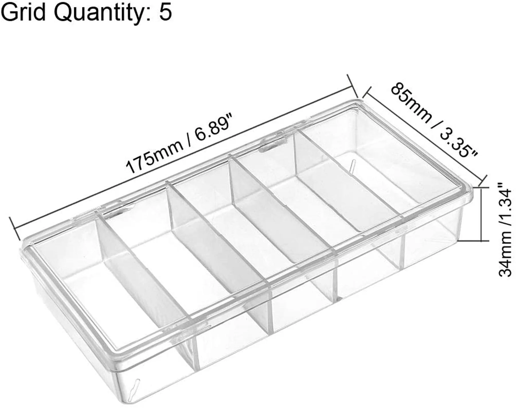 Component Storage Box - PS Fixed 5 Grids Electronic Component Containers Tool Boxes