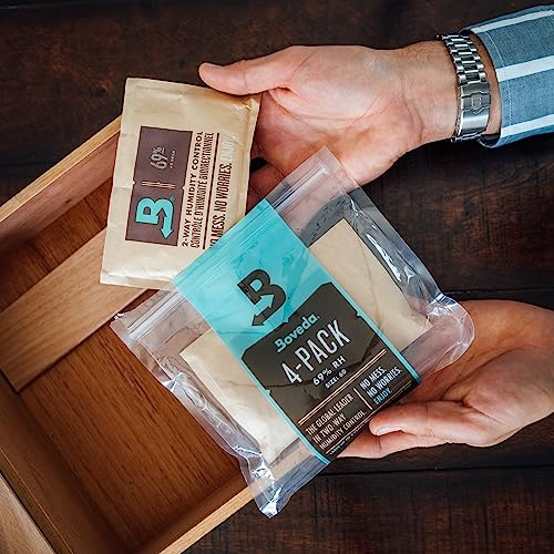 Boveda 72% Two-Way Humidity Control Packs For Wood Humidifier Boxes – Size 60 – 4 Pack – Moisture Absorbers – Humidifier Packs – Hydration Packets in Resealable Bag