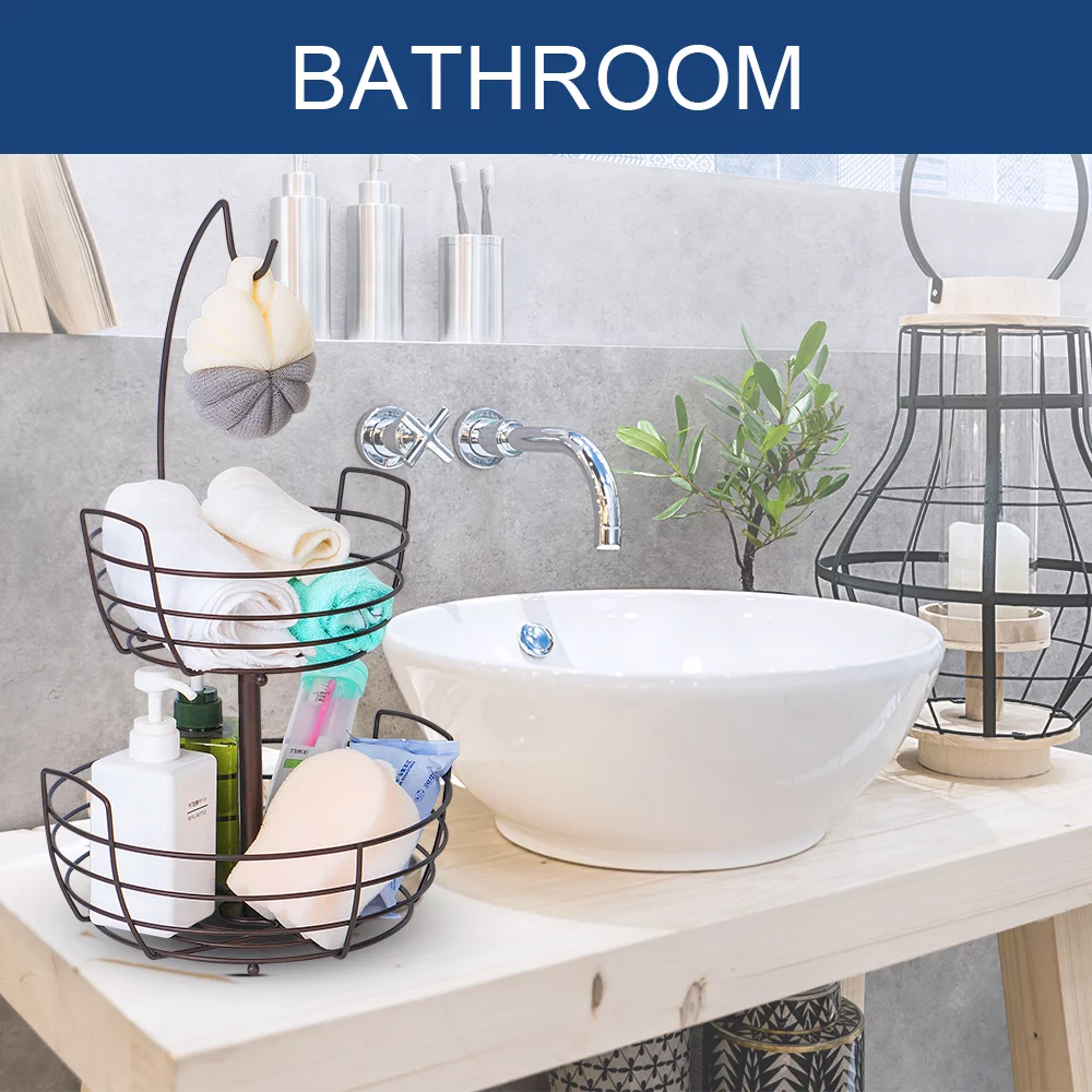 Auledio 2 Tier Disassembly Fruit Holder,Fruit Basket Bowlwith Banana Holdersin Kitchen in home