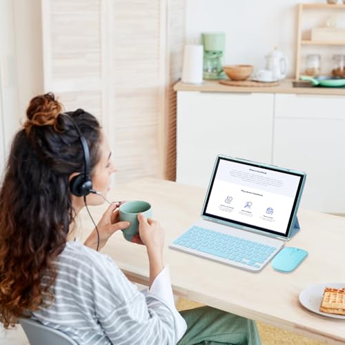 ATOZEE 10 in Tablet 2 in 1 Android 14 Tablets with Keyboard 10 inch Tabletas, Include Mouse Stylus Pen Case, 6000mAh 6GB+32GB ROM 1TB Expandable Tableta, 2MP+8MP Dual Camera, WiFi-6 BT Tablet PC.