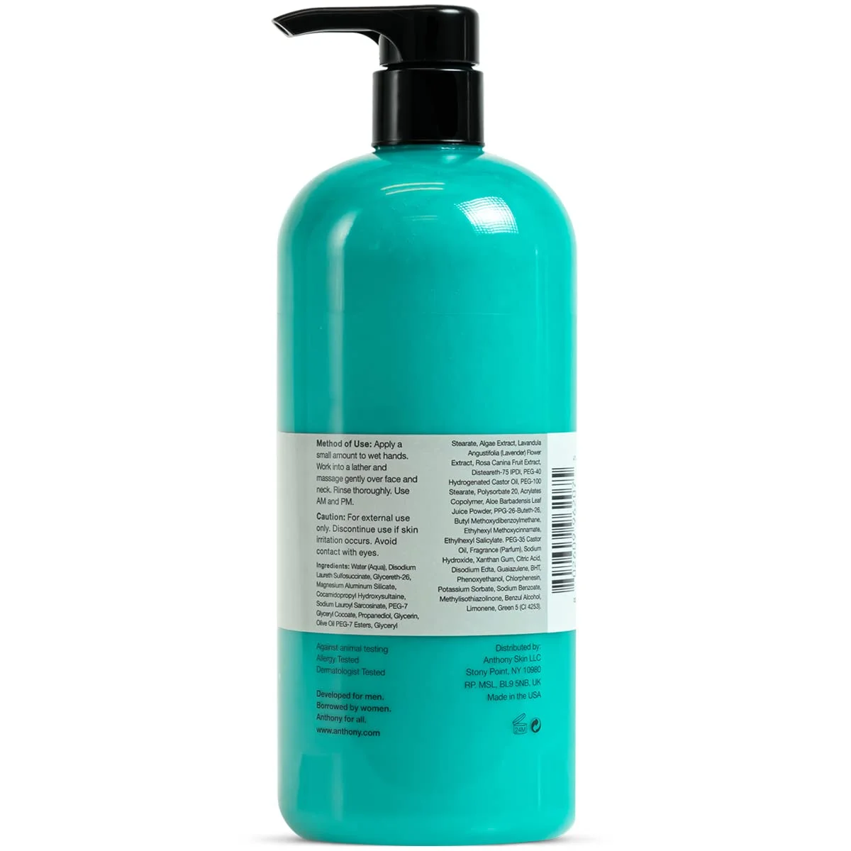 Anthony Algae Facial Cleanser, 32 Fl Oz. Contains Algae, Aloe Vera, Azulene, Lavender and Rose Hip Oil, Cleanses and Refreshes, Moisturizes and Hydrates, Calms and Soothes Your Skin Pack of 2