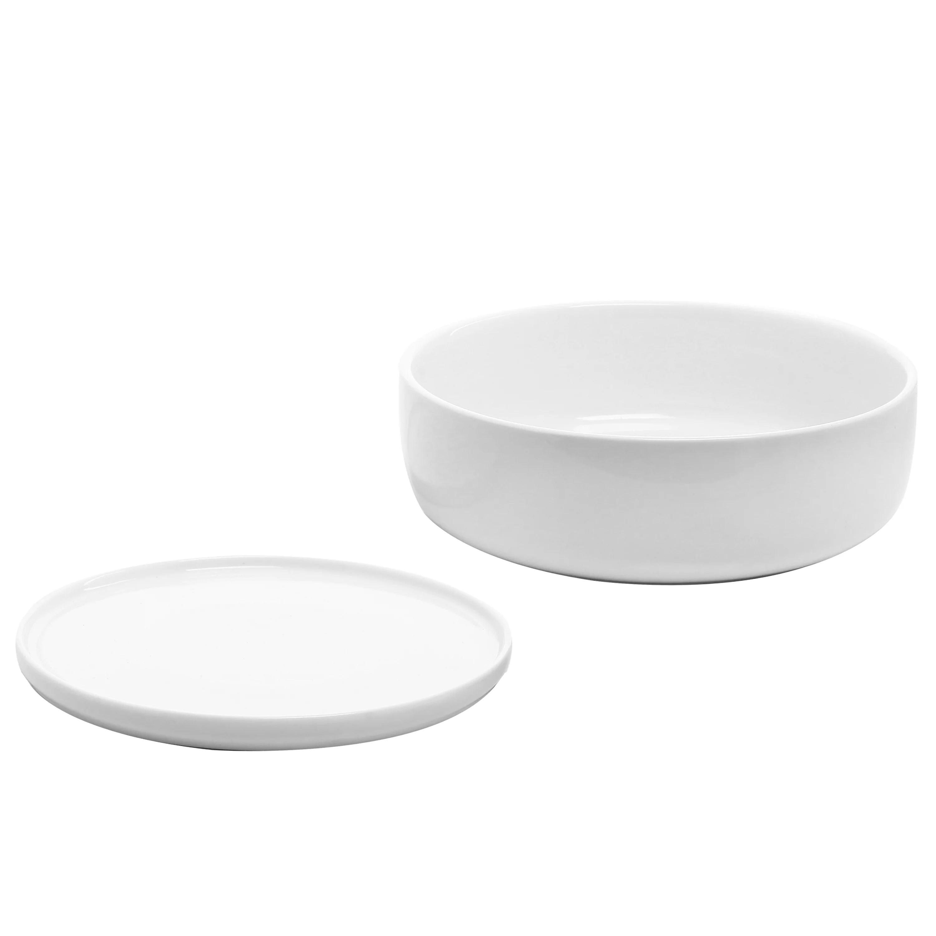 MyGift 8 inch Modern White Ceramic Round Succulent Planter