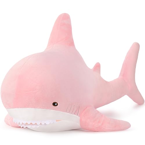 MorisMos Giant Shark Pillow, Baby Shark Plush Toy, Big Stuffed Animal, Pink, 32in