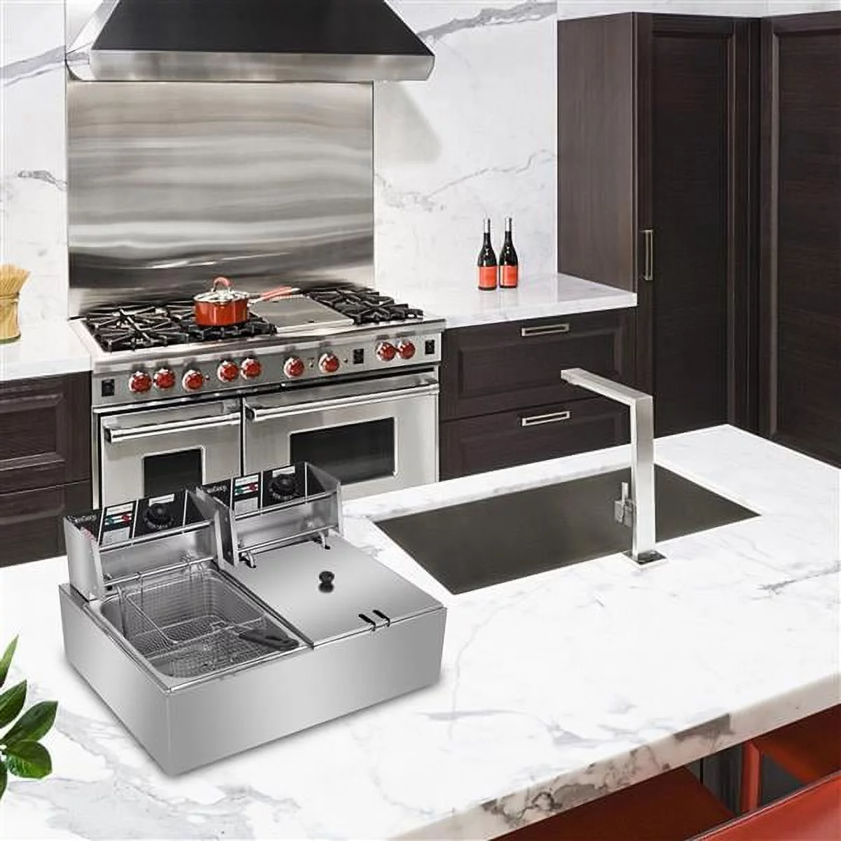 5000W 12L Dual Tanks Electric Deep Fryer Professional Tabletop Restaurant kitchen Frying Machine With 2 Basket