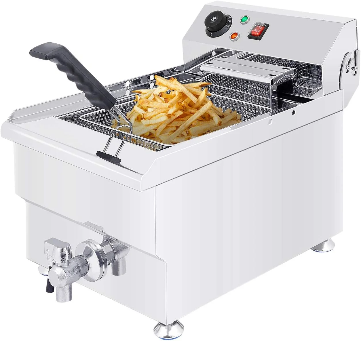 Deep Fryer | Electric Oil Fryer | Snack Machine With Removable Basket | Stainless Steel | 110V (17 L)