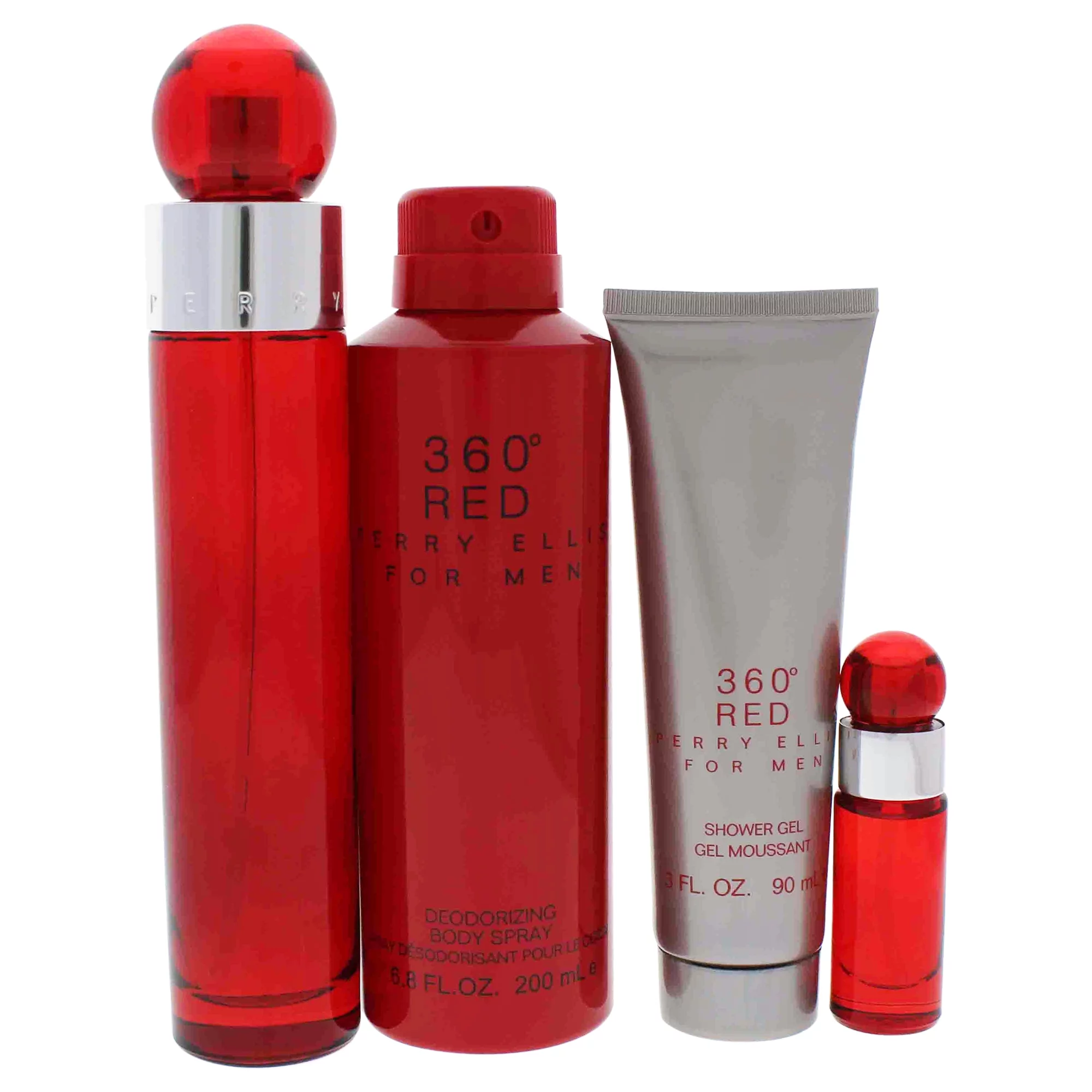 360 Red by Perry Ellis for Women - 4 Pc Gift Set 3.4oz EDT Spray, 0.25oz EDT Spray, 6.8oz Deosorizin