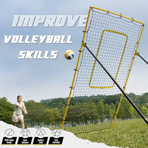 Newbyinn Volleyball Rebounder Net, Volleyball Training Equipment, Bounce Back Net for Volley Ball Practice with 5 Adjustable Rebound Angles 7x4 ft