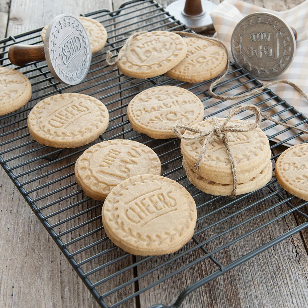 Nordic Ware Cast Aluminum 3 Inch Greetings Heirloom Cookie Impressions Stamp Set