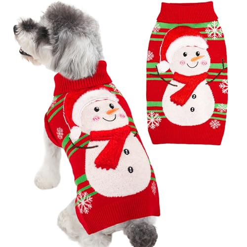 Dog Christmas Sweater Cute Dog Christmas Outfit with 3D Reindeer Pattern Soft Warm Turtleneck Knitted Pet Clothes Cold Weather Puppy Clothes for Small Medium Large Dogs Cats