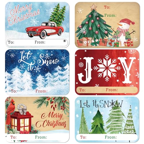 80-Count Large Foil Christmas Gift Tag Stickers, 8 Jumbo Designs - Xmas to and from Christmas Name Tags for Wrapping-Holiday Present self-Adhesive Gift Labels…