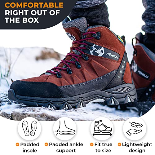 Foxelli Men’s Hiking Boots – Waterproof Breathable & Lightweight Suede Leather Hiking Boots for Men