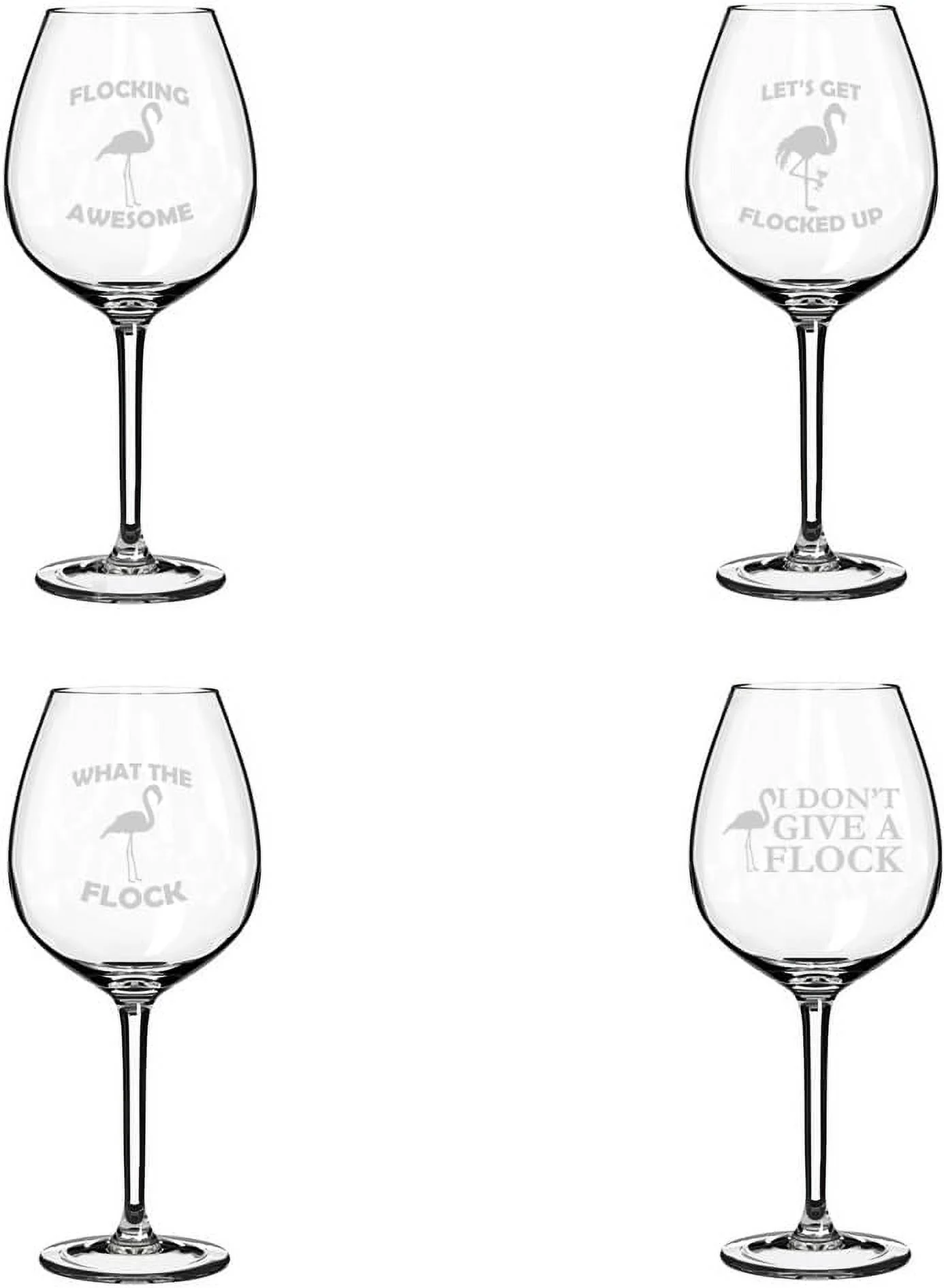 Set of 4 Wine Glass Gift Funny Flamingo Collection (20 oz Jumbo)